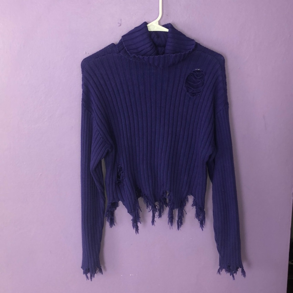 Forever 21 distressed purple turtle neck